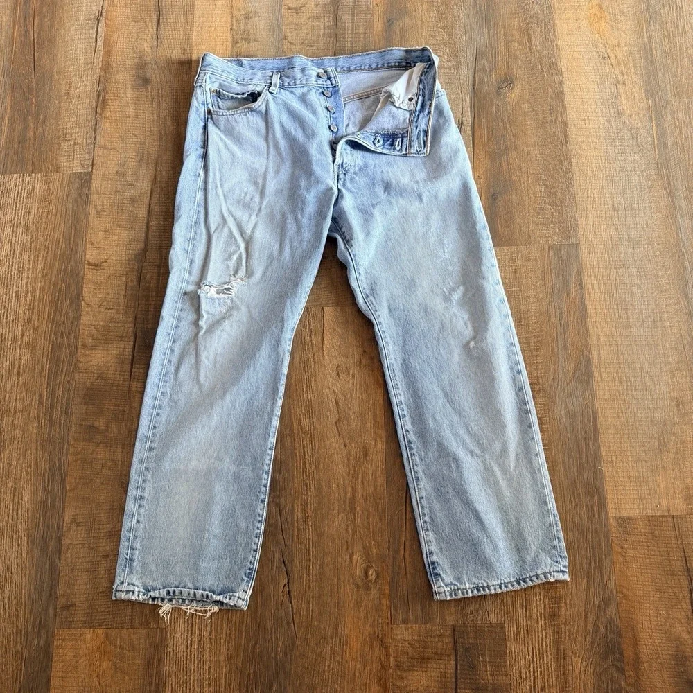 Vintage Y2K Levis 501 Jeans 36x30 Mens Distressed Grunge Button Fly 2002